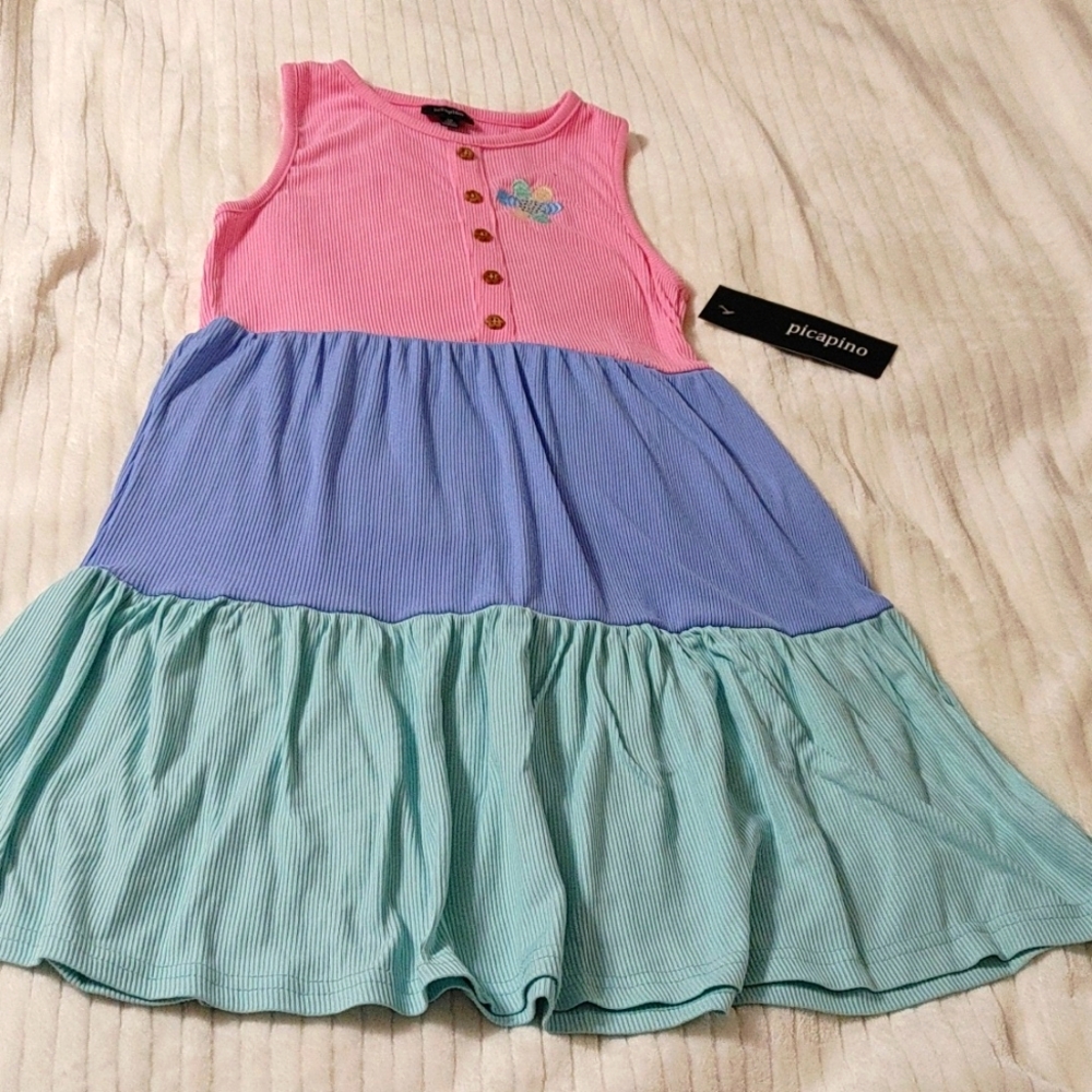 Multicolor girls dress picapino size 10 NWT